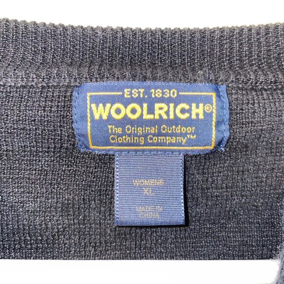 Woolrich Womens XL Black Zip-Up Sweater Floral Embroidery - Picture 4 of 7